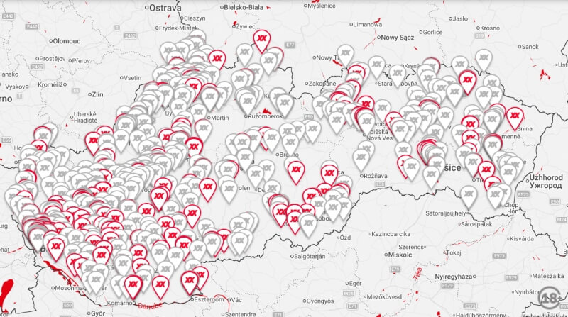 Mapa DOXXbet pobočiek s&nbsp;terminálom Sportbox