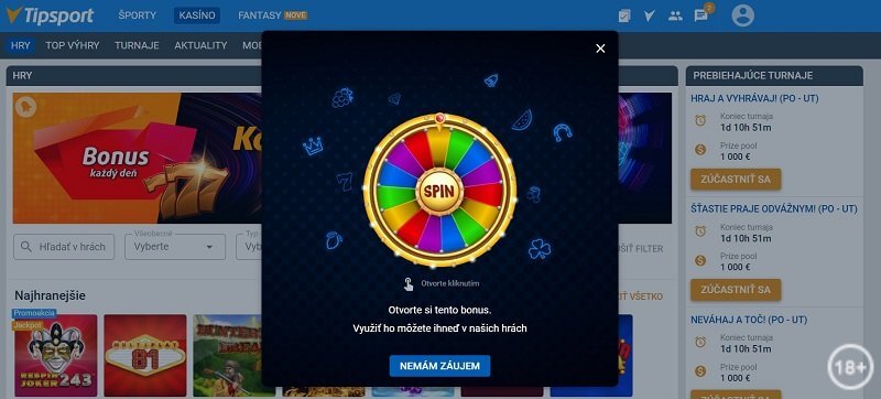 Kolotoč výhier v Tipsporte