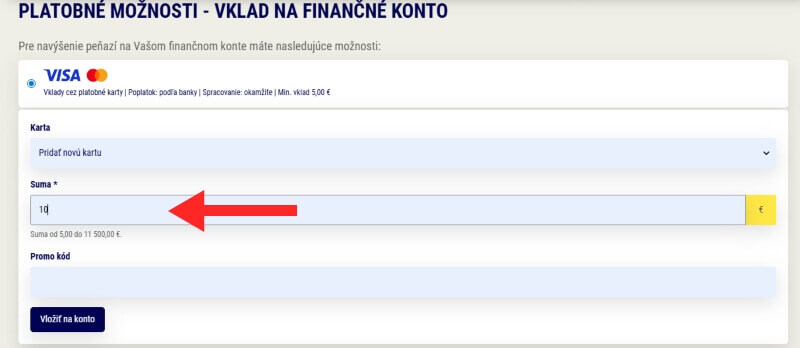 Sazka Hry vklad 10 eur