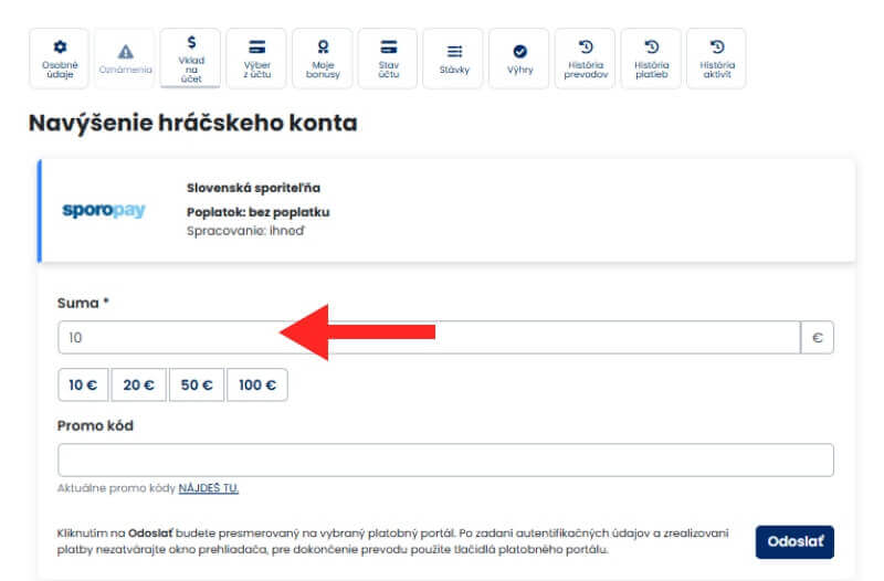 Tipos vklad 10 eur
