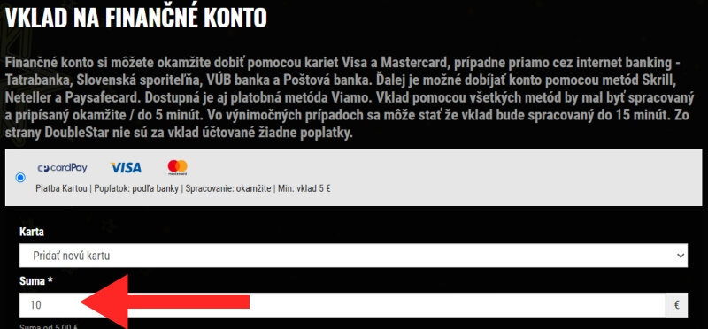 DoubleStar vklad 10 €