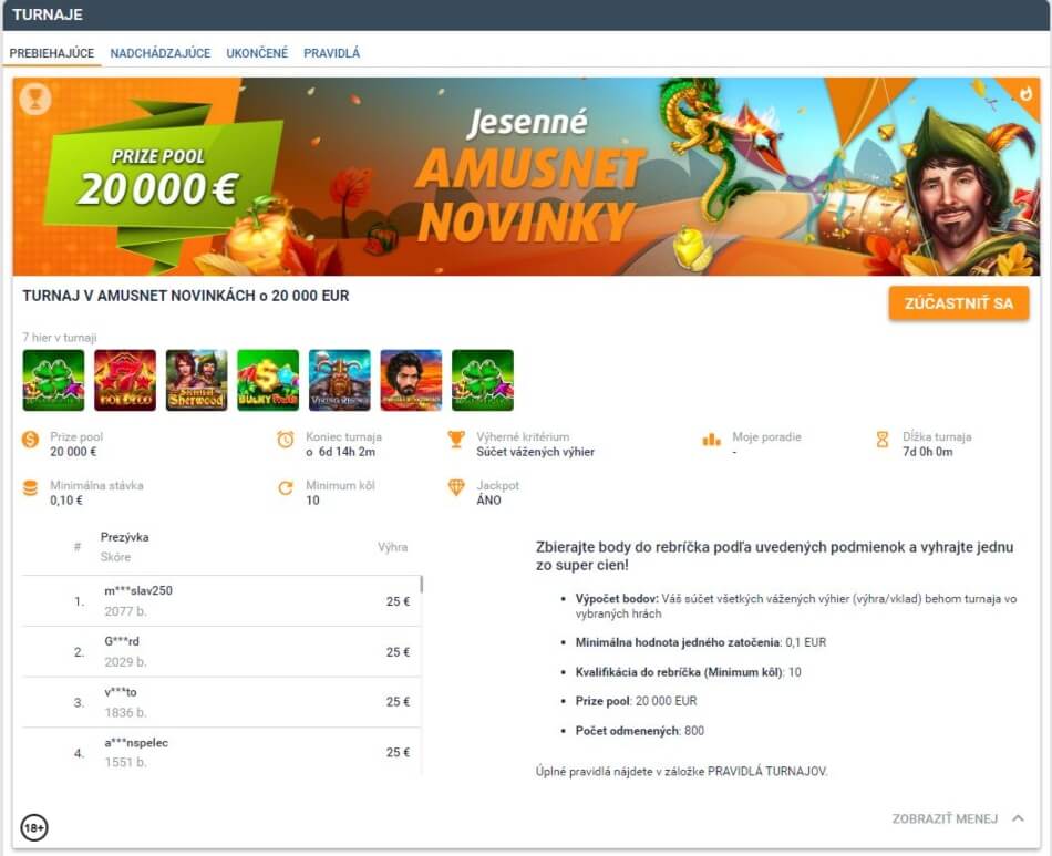 Amusnet turnaj v Tipsport kasíne
