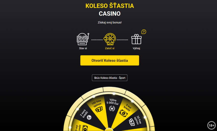Klikni, registruj sa vo Fortune a zatoč Kolesom šťastia