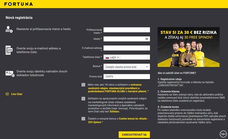 Vyplňte registračný formulár a založte si účet