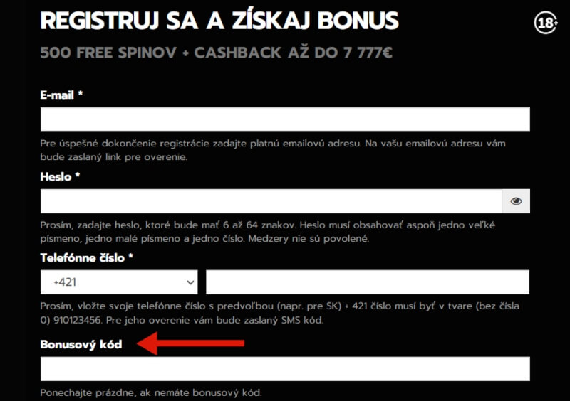 Bonusový kód v&nbsp;Slovmaticu