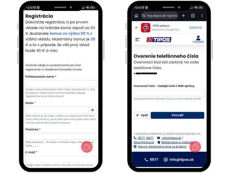 TIPOS registrácia