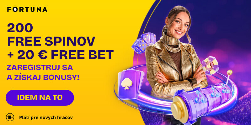 Fortuna bonus 20 € free bet a&nbsp;200 free spinov