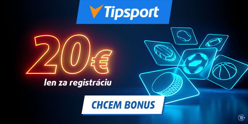 Tipsport stávkový bonus 20 eur za&nbsp;registráciu