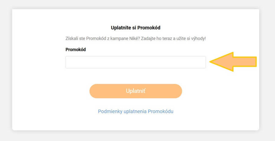 Uplatnenie Niké promo kódu