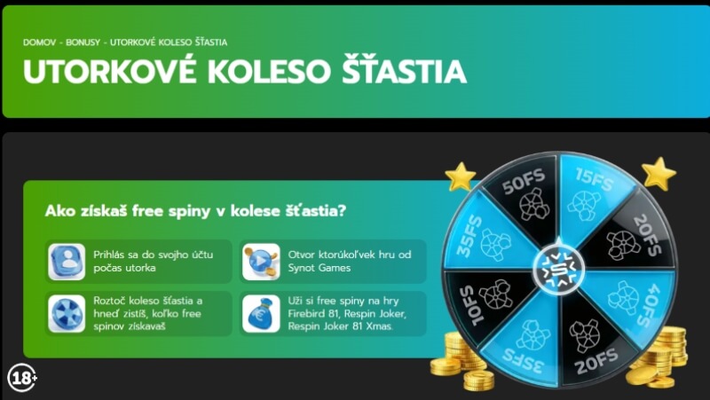 Koleso šťastia na&nbsp;utorok