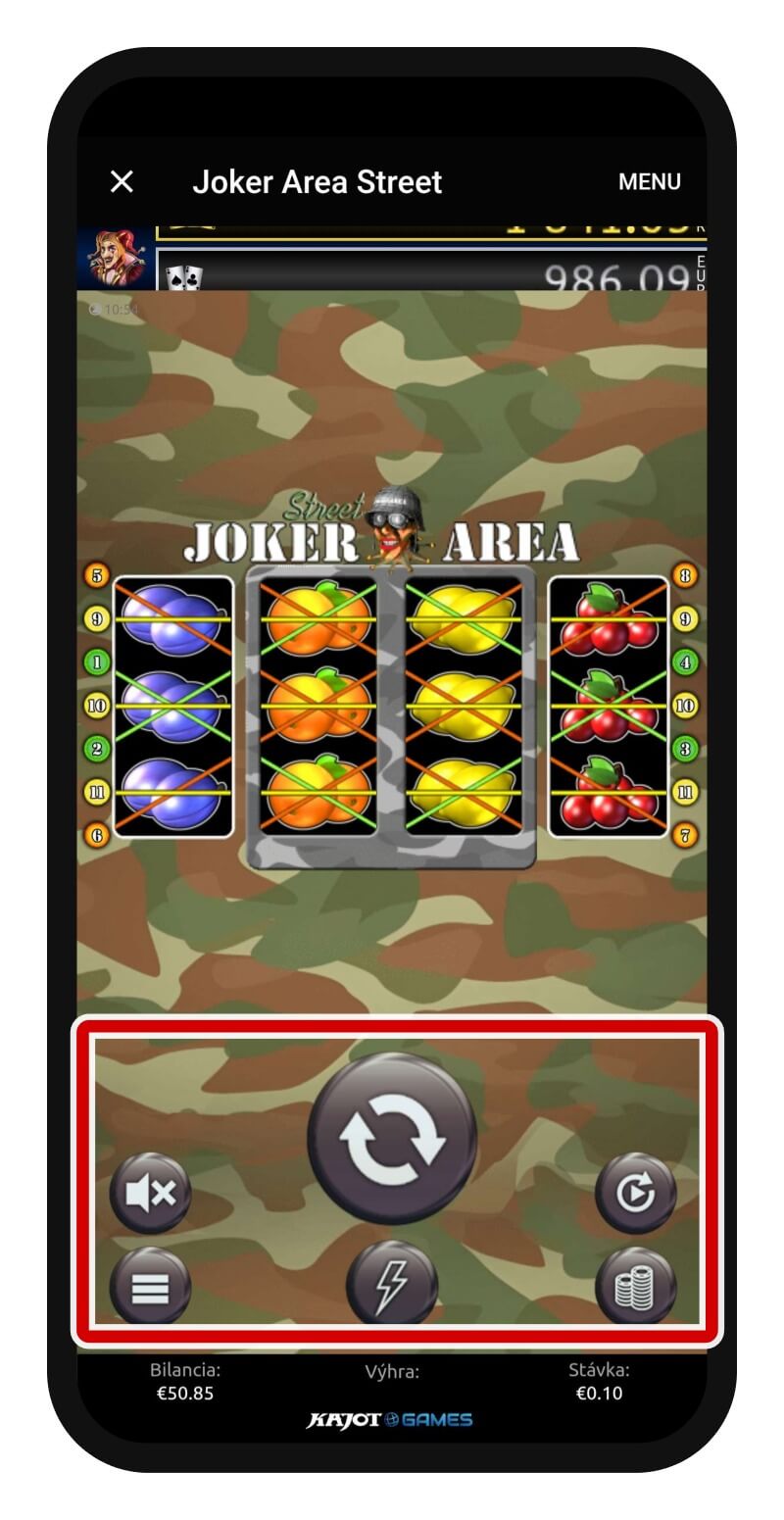 Ovládanie slotu Joker Area Street