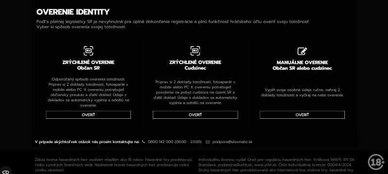 Overenie totožnosti Slovmatic