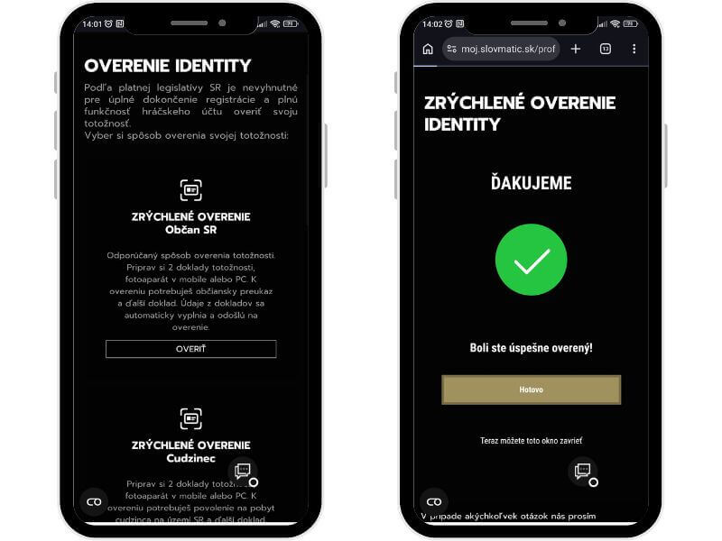 Slovmatic overenie identity
