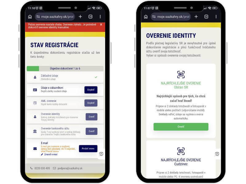 Sazka Hry overenie účtu a&nbsp;prvé prihlásenie