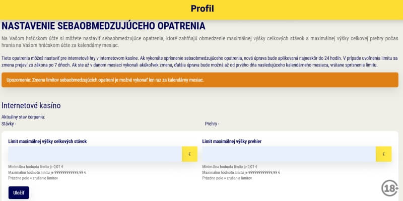 Nastavenie sebaobmedzujúcich opatrení v&nbsp;Sazka Hry