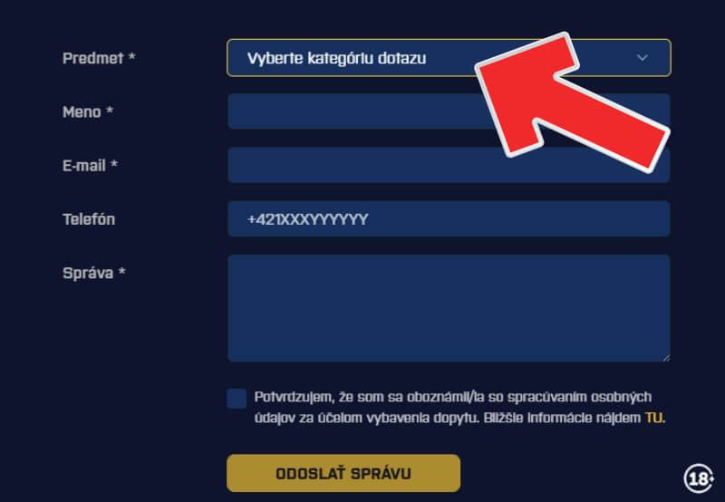 Kontaktný formulár Kajot Intacto