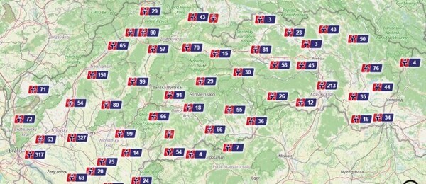 Tipos mapa pobočiek