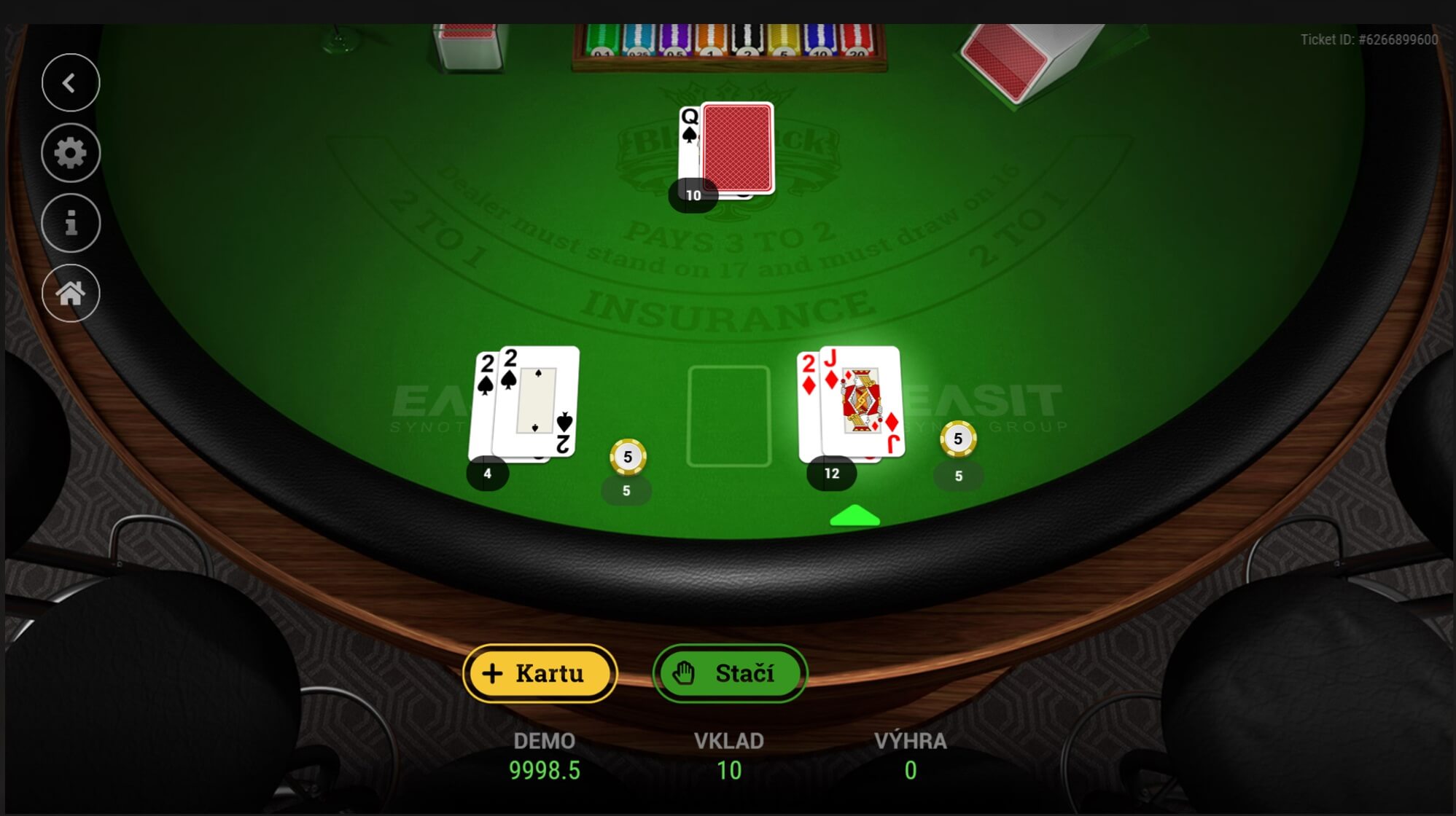Split v&nbsp;blackjacku