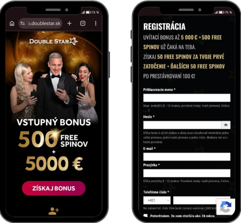 Registrácia v&nbsp;DoubleStar kasíne
