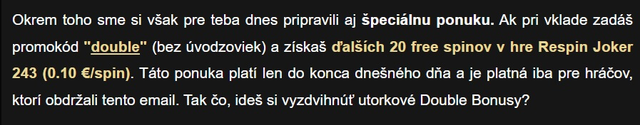 E-mail s&nbsp;ponukou od&nbsp;DoubleStaru